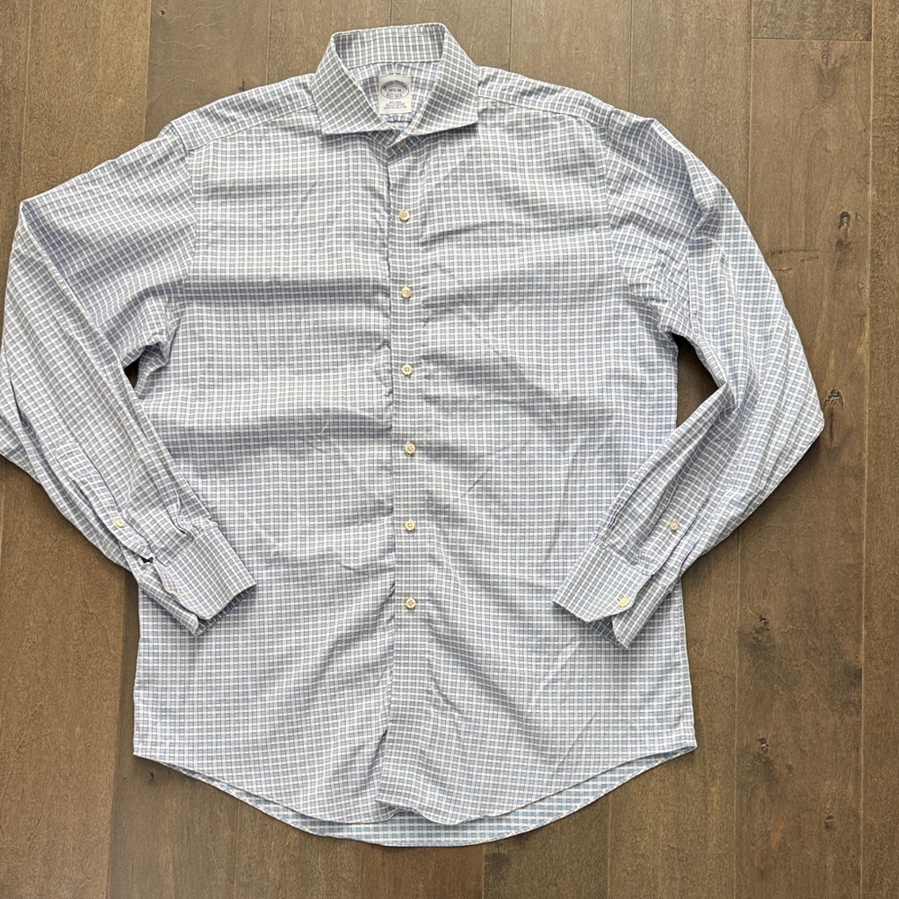 Brooks Brothers Gray Checkered Button Down Shirt